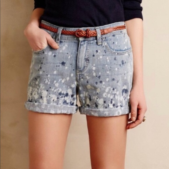 paint splatter denim shorts